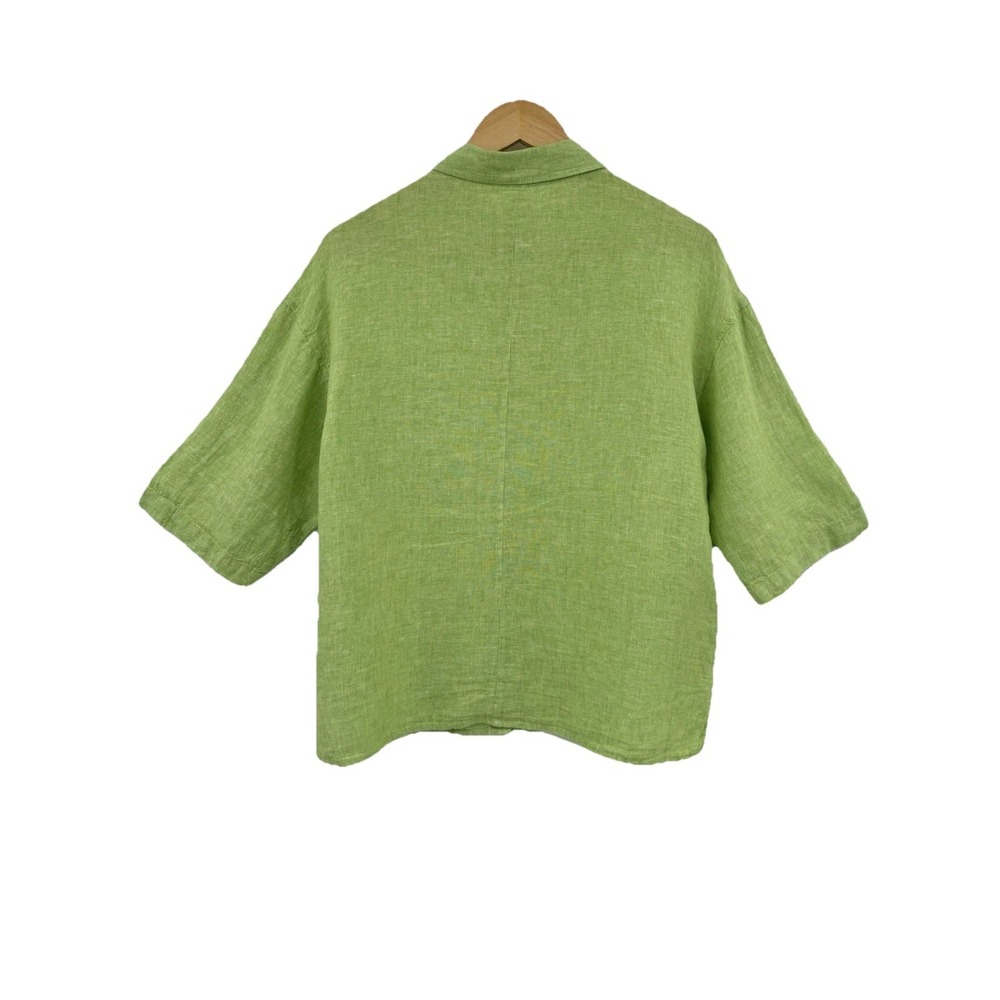 C&C California Button-Down Shirt 100% Linen Lime Green Size M - Picture 3 of 8